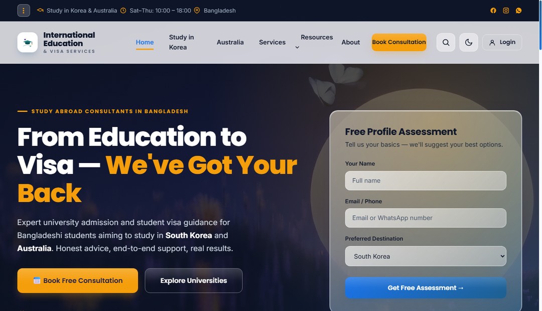 Education Consultancy Demo Website